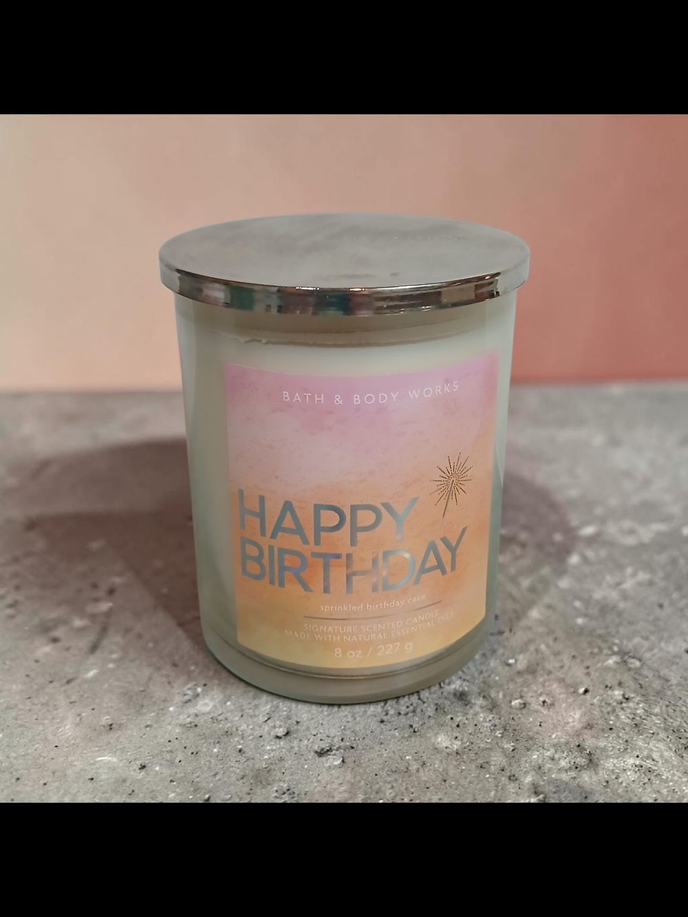 Bath & Body Works Happy Birthday Candle - Pink & Peach Label